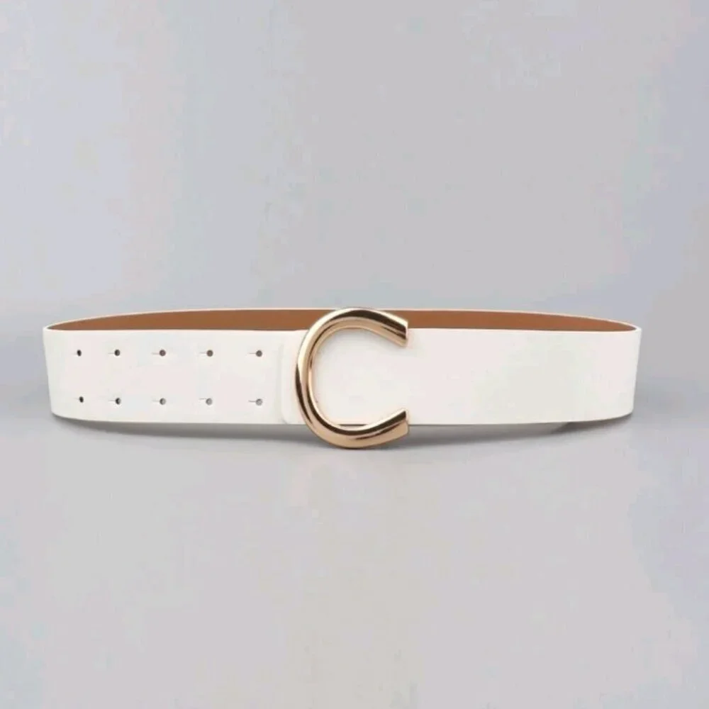 1Pcs Women Leather Buckle Decor Fashion Belt